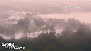 14K views · 152 reactions | FLOOD TRIGGER: Heavy flooding and landslides threaten Hawaii even as Tropical Storm Lane turns off to the west. Drone footage shows bursting riverbanks and floodied streets across the big island. https://abcn.ws/2BOsSHx | ABC World News Tonight with David Muir | Facebook