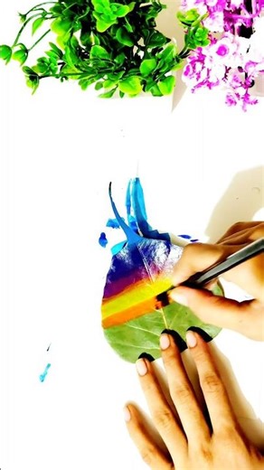 DIY Leaf Painting Tutorial | Sunset Landscape Art #shorts #viral #youtubeshorts