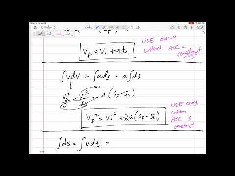 Dynamics - Particle kinematics notes part 4 (derivation of constant acceleration equations)