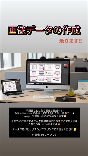 有限会社ビッグエンジニアリング | 手順書などに使う画像を作成中！ 今回はillustratorで赤枠・矢印を付けた後、画像データ（.png）で保存しての納品になります📂 全部で600個ほどのデータ作成依頼になりますので気合いを入れて作成していきますよ🔥 データ作成はビッグエンジニアリングにお任せください😆... | Instagram