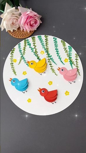 How to Make Beautiful Birds & Hanging Vines Painting with Earbuds | Easy DIY Wall Art #wallhanging