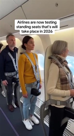 This video is sparking debate across the aviation world, showing airlines quietly testing standing-style seats that could roll out as early as 2026. Designed to increase passenger capacity and reduce ticket prices, these upright seats look more like bicycle seats than the traditional airline chairs - and they're already dividing opinions. Supporters say this could make short-haul flights cheaper and more efficient, while critics argue it's another step toward sacrificing comfort for profit. The 