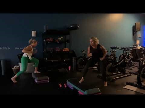 Box fit: step (optional), light weights, optional heavy ball