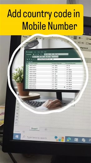 DoliaTech on Instagram: "Add country code in Mobile number #excel #education #tech"