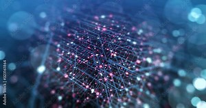 Abstract Circuit board. Electronic computer hardware technology. Motherboard digital chip. Matrix particles grid virtual reality. Network communication. Information CPU. 3D render, 4K seamless loop vídeo de Stock