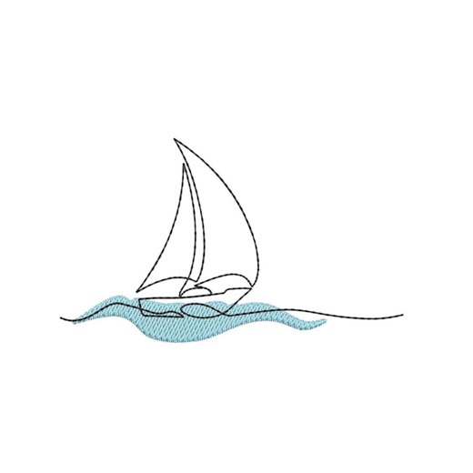 Sailboat on Wave Machine Embroidery Design, Instant Download - Etsy