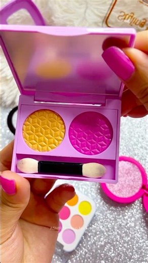 ASMR Makeup No Talking Set Satisfying Unboxing Review Skincare Sounds Video yellow pink