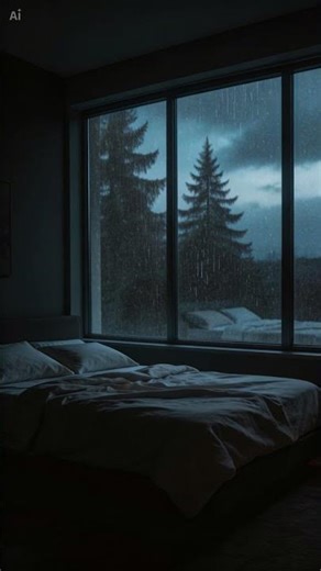 Rainy Evening Bedroom Ambience – Soft Rain & Cozy Window View
