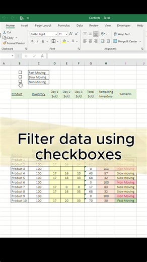 Filter data using checkboxes. #Excel #exceltutorial #exceltips | Excel Basics