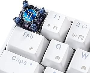 OceanKey Artisan Keycaps for DIY Replacement and Gaming, Handmade Resin Keycaps Blue Gemini, Resin Keycaps for Switch Gaming, Cherry MX Mechanical Keyboards (Blue)