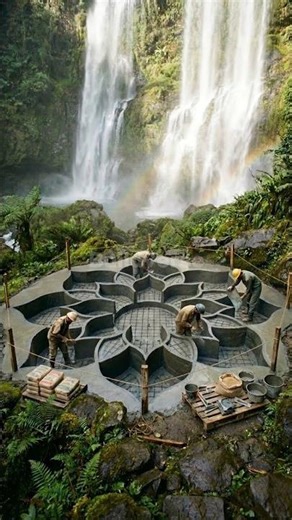 Lotus Pool by Waterfall 🌸 From Raw Cliff to Dream Paradise!