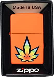Pot Smoking Pals Colorful Leaf - Regular Orange Matte Custom Zippo Lighter