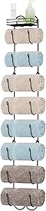 Wall Mount Metal Wire Towel Storage Shelf Organizer with 9 Compartments, Shelves for Bathroom Towels, Holder Brown