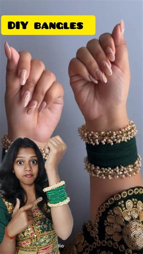 Tanuja barnwal on Instagram: "DIY green bangle for green event #diybangles #silkbangles #threading #bangles #crafter #tanuja_craft"