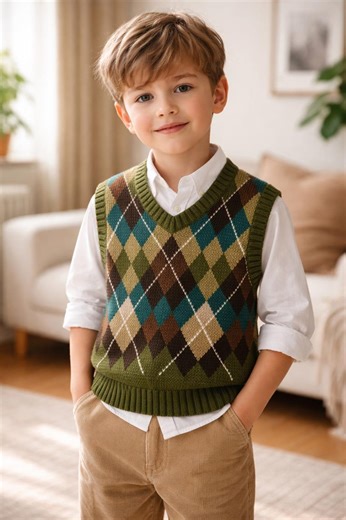 Kids Argyle Vest Knitting Pattern, V-neck Sweater (sizes 4-12) (PDF English/german Download) - Etsy