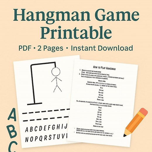 Hangman Game Printable for Kids & Adults | Alphabet Word Guessing Game PDF | Educational Classroom Activity | Instant Download - Etsy.de