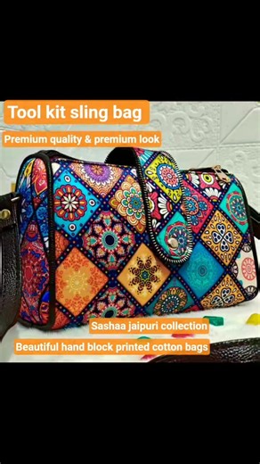 tool kit sling bag || double partition || hand block printed fabric || sashaa jaipuri collection