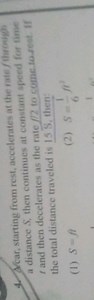 Fcar, starting from rest, accelerates at the rate fthrough a di... | Filo