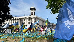Ukraine’s Independence Square transforms into makeshift national cemetery