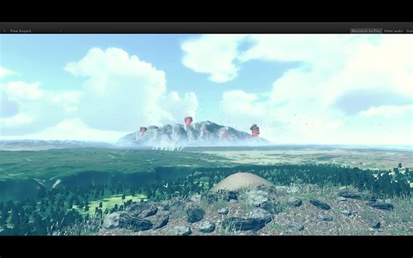 【地理学】黄石超级火山 喷发 电脑模拟（2014年，by Unity 5 ProGames）