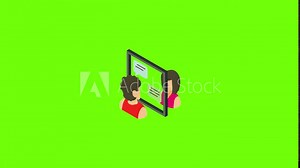 Chat message icon animation cartoon object on green screen background Stock Video