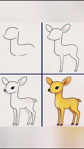How to Draw a Cute Little Deer / Cute Fawn Drawing How to Draw little deer easy step by step.