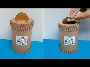 How to make cardboard trash bin | DIY mini dustbin | Cardboard crafts
