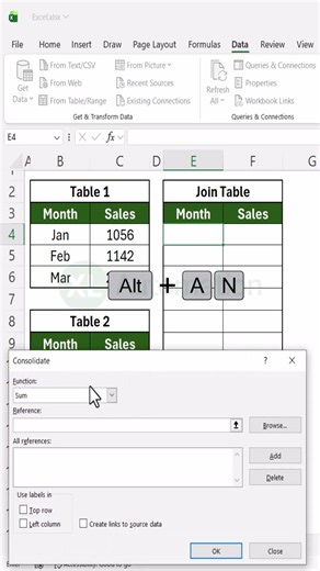 Join Tables in Seconds — quick shortcut to merge multiple tables #excel #exceltips #exceltricks