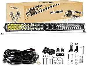 Auxbeam 32 Inch LED Light Bar, P8/270W Chips Dual Row Off Road Lights Flood Spot Combo Driving Work Light, 33000LM Waterproof Offroad Lights with Wiring Harness for SUV ATV UTV Trucks Jeep Pickup