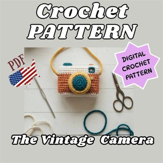 Vintage Crochet Camera Pattern, Amigurumi Photo Prop (PDF Pattern) - Etsy