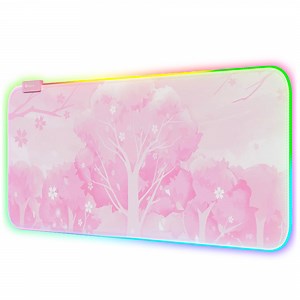 RGB Gaming Mouse Pad Pink(31.5" x 12"), Large Extended LED Light Up Desk Pad, XL Computer Keyboard Mouse Mat, Non-Slip Rubber Base Writing Mat