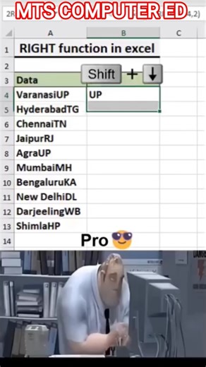 Excel RIGHT Function 😲 Text Se Last Characters Kaise Nikale | Excel Tips #Shorts #excel #youtubeshor