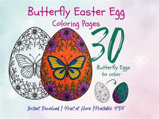 Butterfly Easter Egg Coloring Pages Printable for Kids | 30 Spring Egg Coloring Pages | Easter Activity Book PDF | Preschool Coloring - Etsy