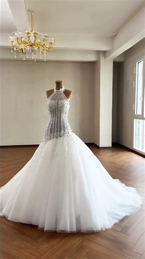 This Halter Mermaid Wedding Dress Is Bridal Glamour Redefined
