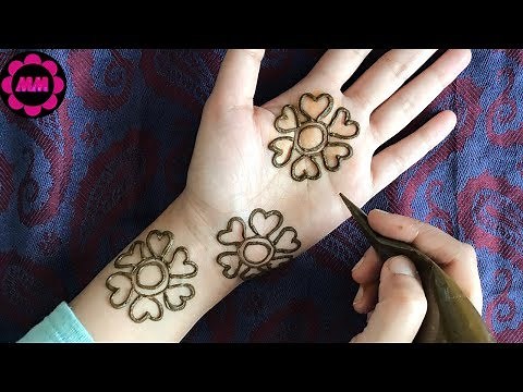 Easiest Henna Design | Flowers with Heart Petals Mehndi | Very Easy Mehendi Design for Beginners -