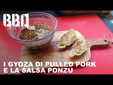 Grilled pulled pork gyoza with ponzu sauce