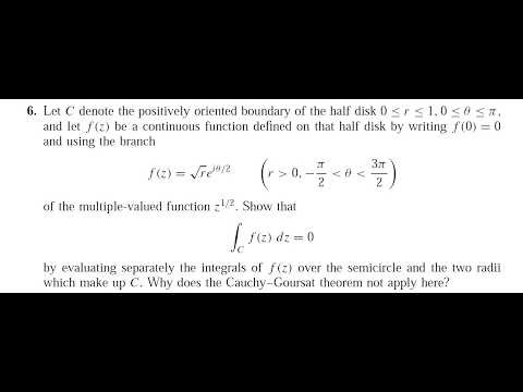 Complex Variables and Applications (8E) - Brown/Churchill Ex 6, Sec 49: Contour Integral with Branch