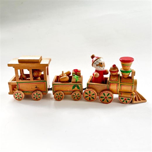 Vintage Wooden Christmas Train Set by R. Dakin & Co., 1984 | Santa Holiday Train Decor | Collectible Wood Train - Etsy