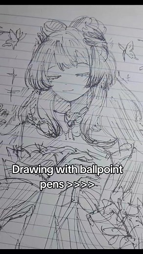 Drawing Kokomi from Genshin Impact with Ballpoint Pens