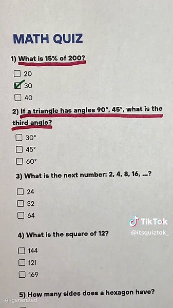 Math Quiz - Can You Get 7/7? #mathquiz #math #quiztime #quiz #lernontiktok