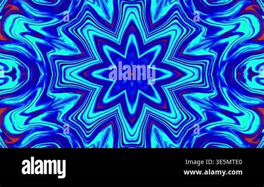 Abstract blue and turquoise star pattern with swirling lines and vibrant colors on a textured background Stock Video Footage - Alamy