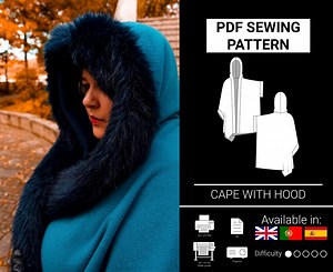 Stylish and Cozy Hooded Cape ||PDF SEWING PATTERN With Written Instructions, Beginner Friendly. - Etsy