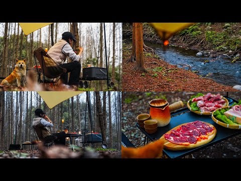 Solo Camping | Streamside Grilling & Brewing Tea by the Fire