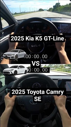 2025 Kia K5 GT-Line (191hp) VS 2025 Toyota Camry SE (225hp) 0-60 Run #kia#toyota