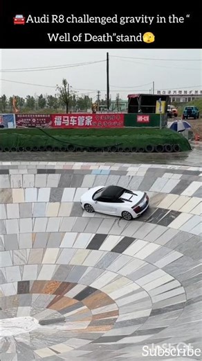 The Audi R8 challenged gravity in the legendary "Well of Death" and came out like a LEGEND.#audi