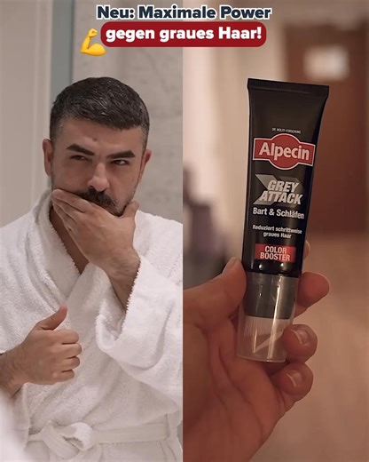 Graue Haare an Bart und Schläfen? Der neue Alpecin Grey Attack Color Booster wurde von Experten entwickelt, um genau diese Problemzonen gezielt zu behandeln. Entdecke die verblüffende Lösung für weniger Grau und ein frischeres Aussehen – schon nach 3 Anwendungen sichtbar. | Alpecin
