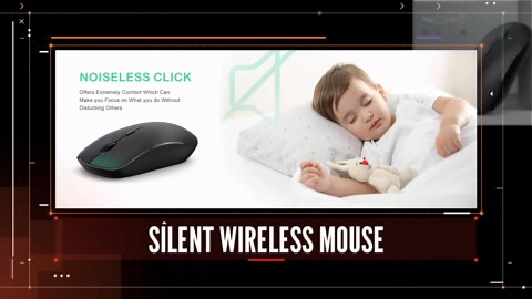 JOYACCESS Wireless Mouse, 2.4G Portable Slim Silent Computer Mouse Wireless with USB Nano Receiver, 2400 DPI, for Notebook, Laptop, PC - Black