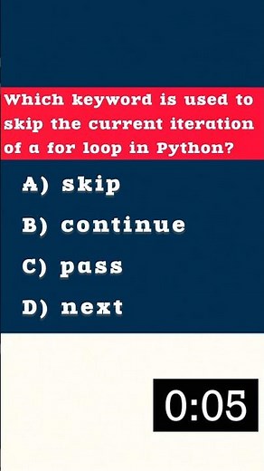 Python Basics Quiz - 44 | skip current iteration in for loop | #cbse11 #cbse12