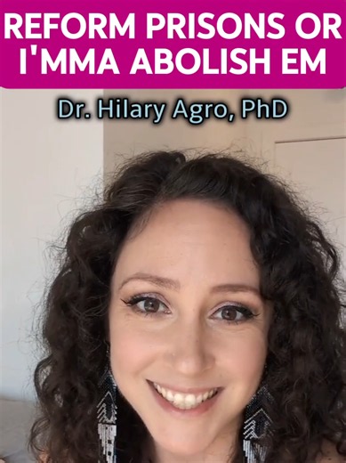I just have a hard time believing that the same people who push back against prison abolition are out there doing anything to implement the reforms they claim to want! But I am very excited to be proven wrong! I'm anthropologist and community organizer Dr. Hilary Agro, I left academia to educate the public directly in exchange for the peanuts people throw at me on my... well you know where to find the Iink. Follow for radical hope! #educational #reform #prison #thoughtful