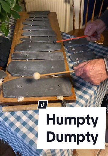 A lithophone is a percussion instrument made of stone. This one was made and played by Mike Adcock. Humpty Dumpty sat on a wall Humpty Dumpty had a great fall All the king’s horses and all the king’s men Couldn’t put Humpty together again One of the great tragedies in English literature. Nursery Rhyme.#musica #percussion #lithophone #nurseryrhymes #entertainment